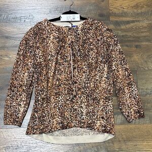 Elegant Women's Brown Patterned Blouse